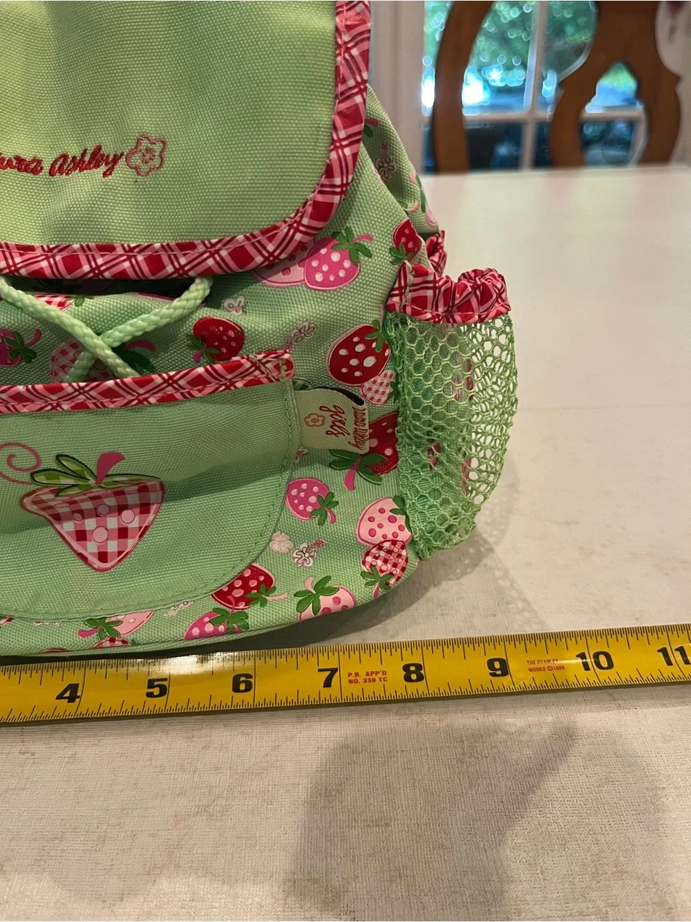 Sold Laura Ashley Girls Green Strawberry Print Kids size Backpack. cute